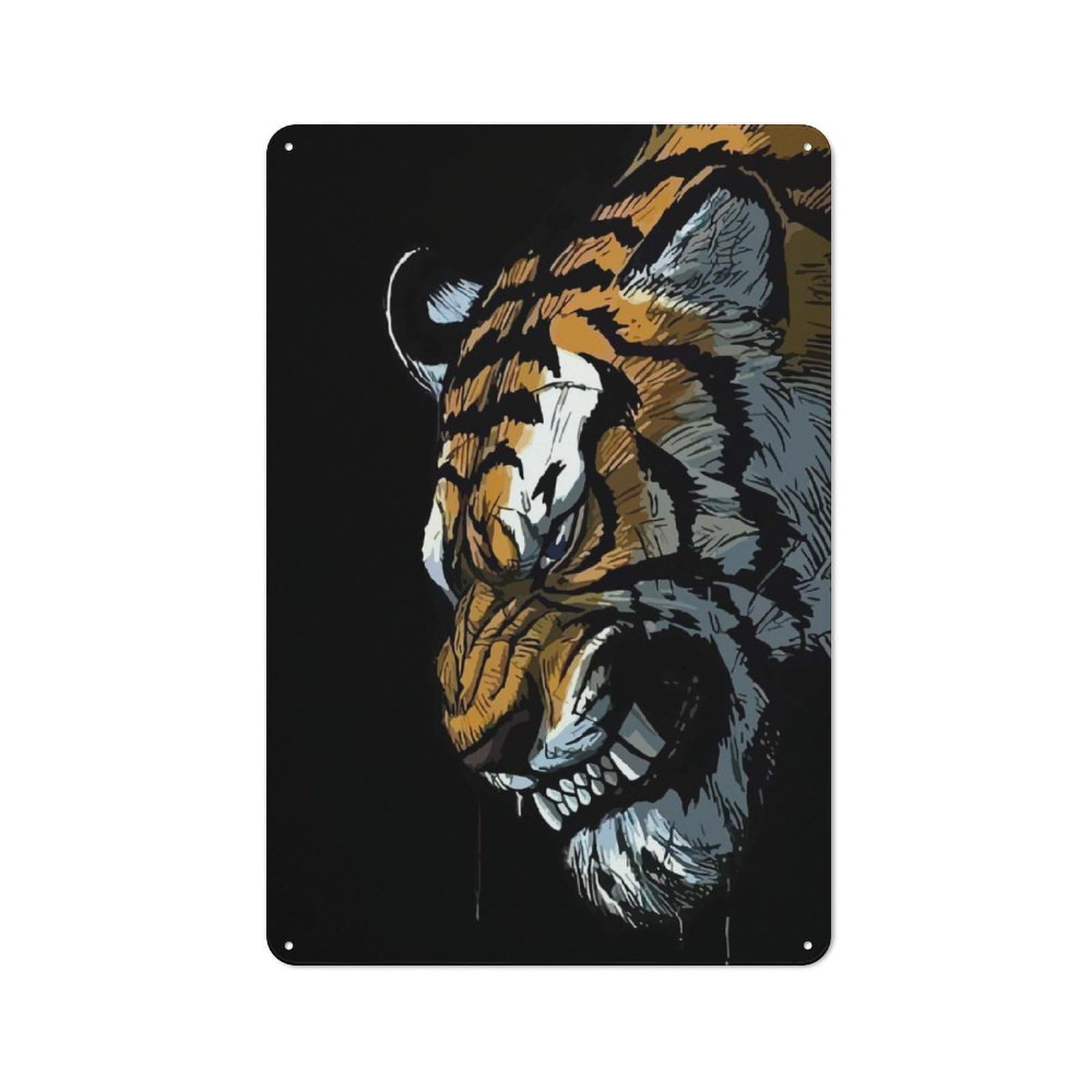 Junmoney Tiger Rustic Metal Wall Sign 30X20cm Featuring For Pub Or Café, For Vintage Wall Decor Fans, For Metal Sign Collectors