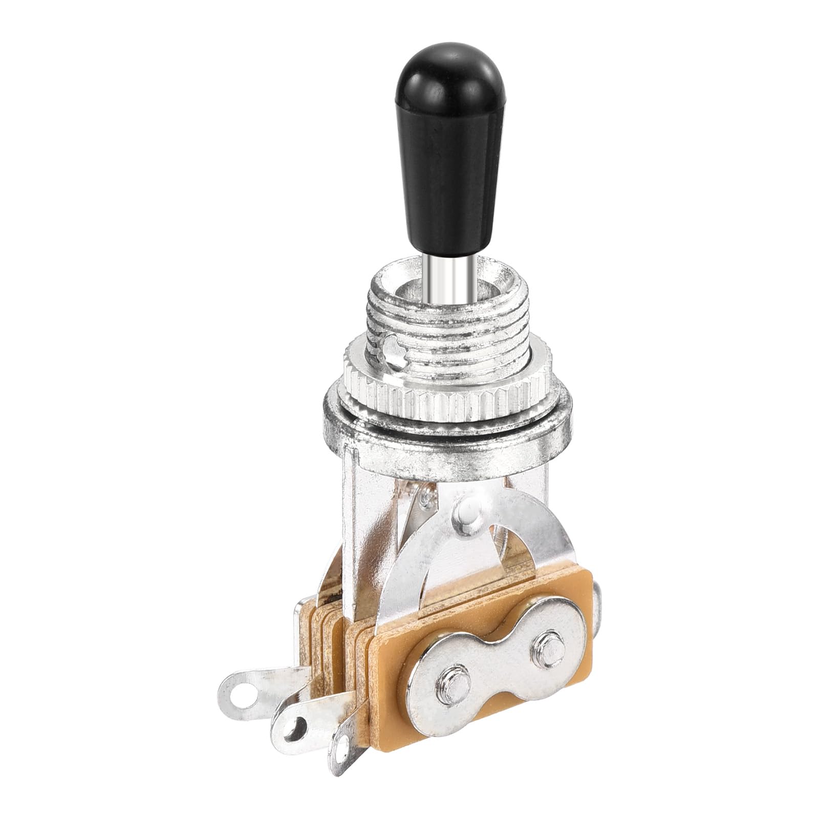 Generic 3 Way Short Straight Guitar Toggle Switch Pickup Selector Silver with Black Tip Knob Caps for Electric Guitars Parts Replacement