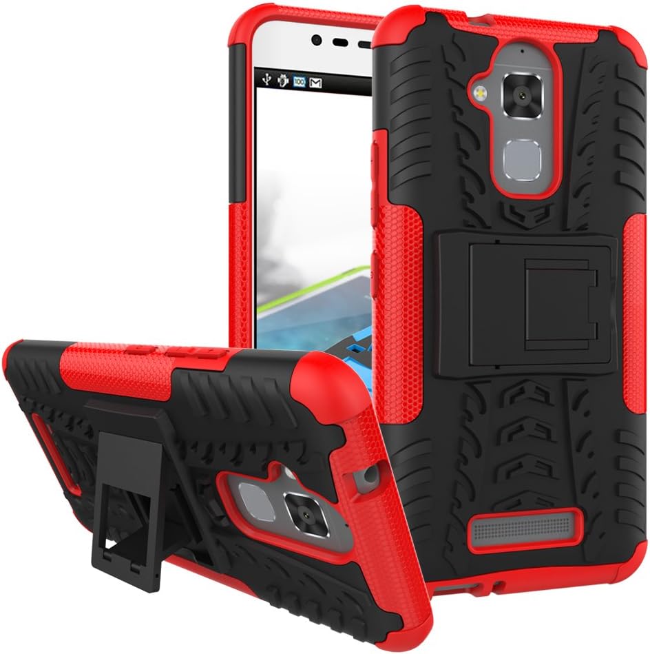 Case Asus Zenfone 2 Laser ZE550KL 5.5" 360° Full Body[with Tempered Glass Screen Protector] Shockproof Protection Phone Cover Protective Skin Case for Asus Zenfone 2 Laser ZE550KL 5.5" (Red)