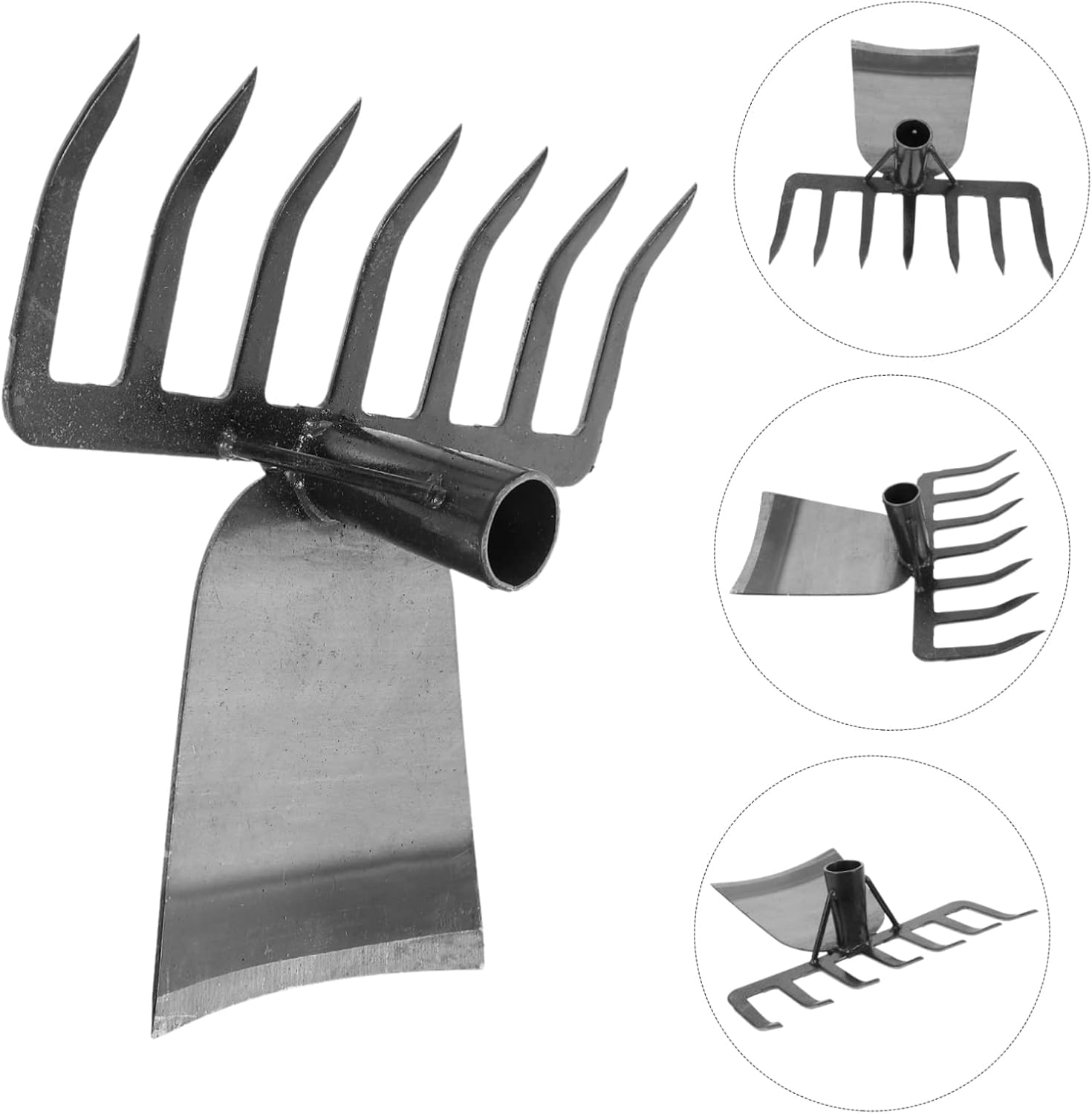 Garden Hoe Head Rake Weed Pulling Tool Raised Garden Beds Outdoor Leveling Rake Stainless Steel Gardening Hoe