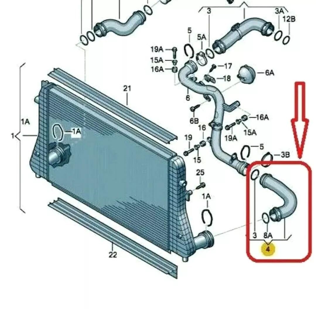 LLS-GERMANY Ladeluftschlauch Turboschlauch kompatibel mit VW Touran 1.9 TDI 2003-2010 1896 ccm 66-77 KW 90-105 PS OEM 3C0145832M