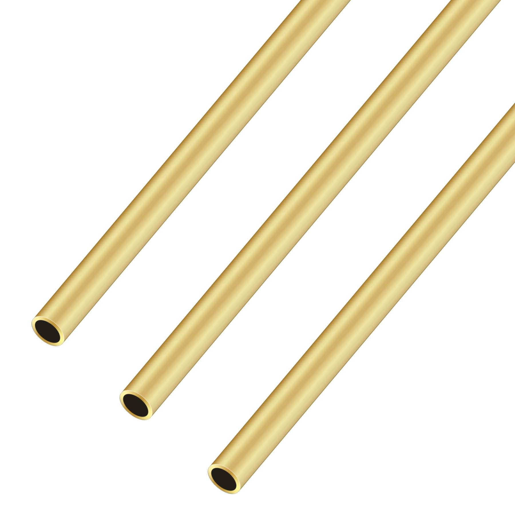 iMeistek Brass Round Tube, 7mm OD 0.75mm Wall Thickness 300mm Length Seamless Straight Brass Pipe for DIY Crafts (3PCS)