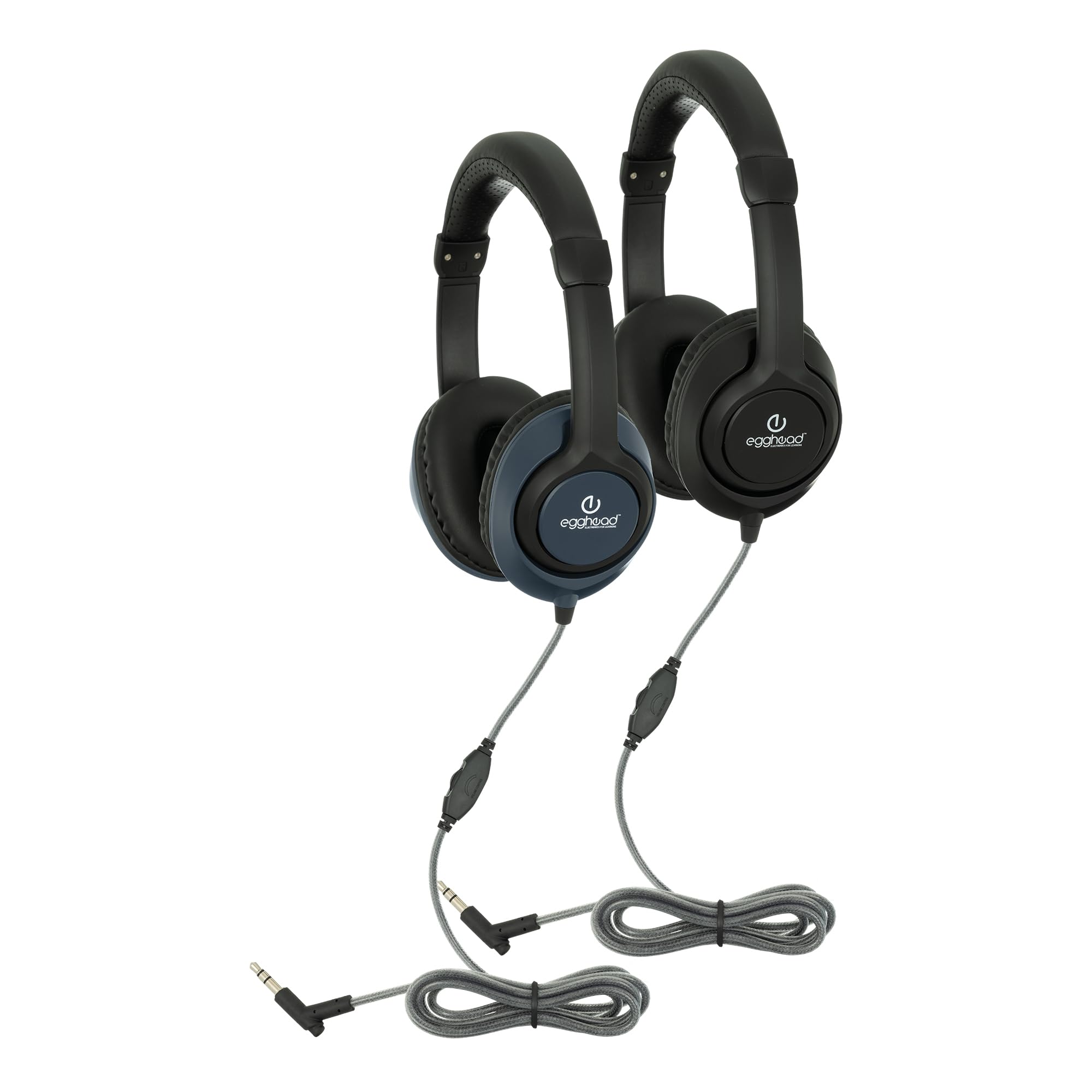 Egghead® Audio Enhanced Deluxe słuchawki z głośnikami NdFeb 40 mm, skórzane poduszki na uszy, obrotowe nauszniki, regulowana opaska na głowę i nieplączący się sznurek, 10 sztuk