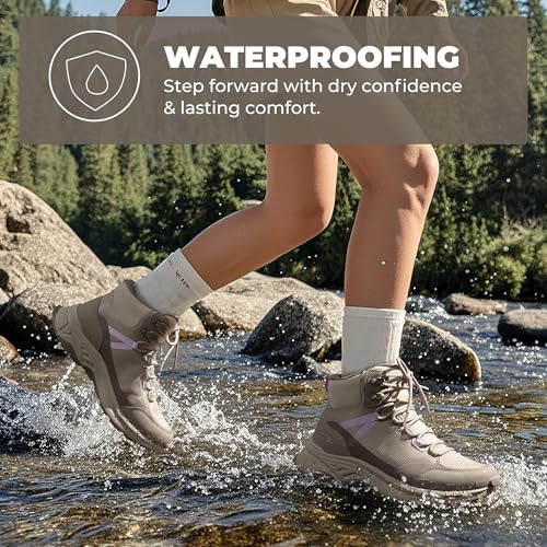 NORTIV 8 Women's Hiking Boots Waterproof Lightweight Outdoor Trekking Comfortable Non-Slip Backpacking Camping Ankle Boot Hollow3