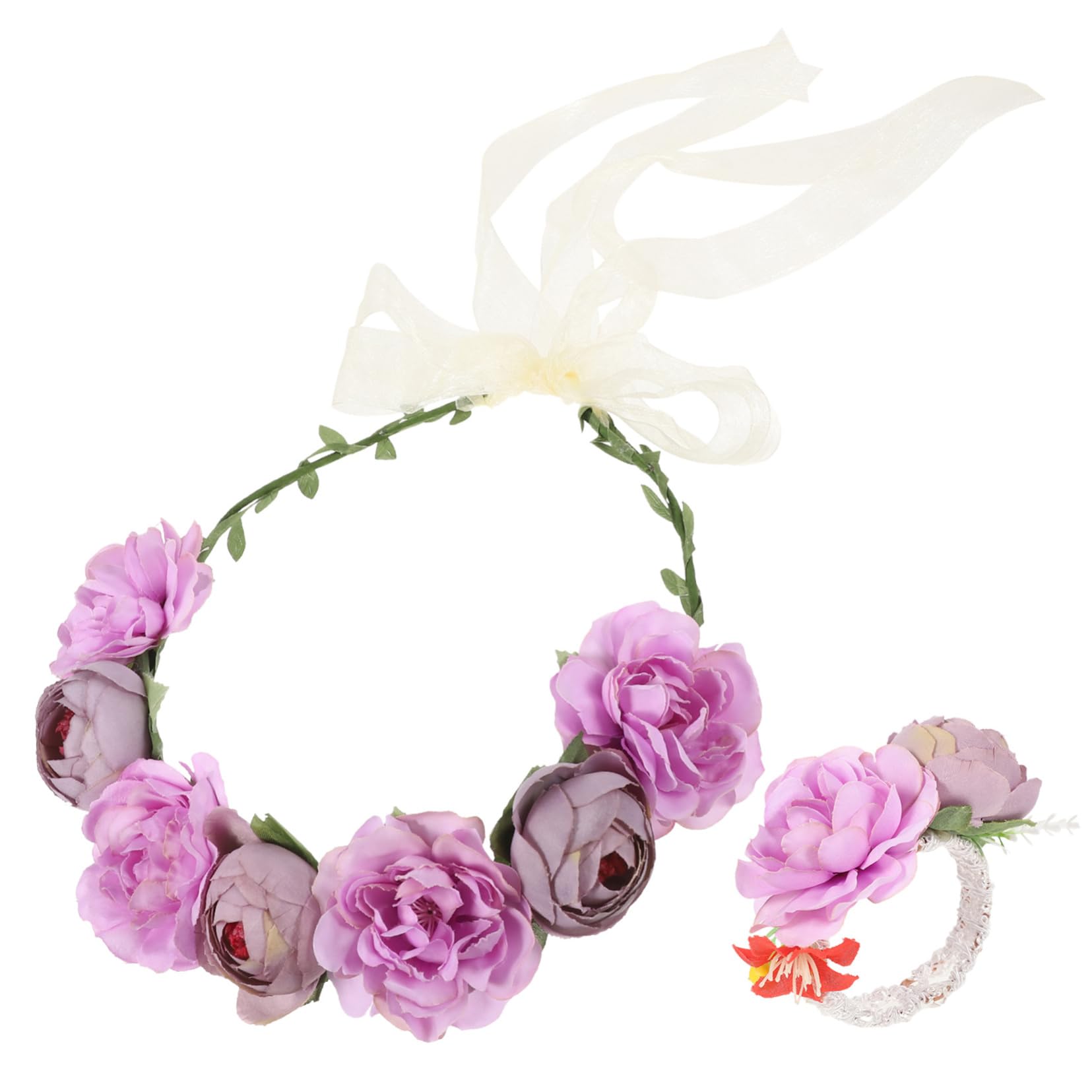 Didiseaon 4 Set fascia per ghirlanda fascia rosa ghirlanda floreale per accessori acconciature sposa accessori per acconciature sposa Tiara fiore del corpetto floreale tessuto