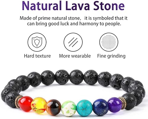 Miniatura 6 de Pulsera de 7 chakras, pulsera de 7 chakras, amor supremo, religión curativa piedras reales pulseras de yoga y reiki, Gema Piedra, Ágata