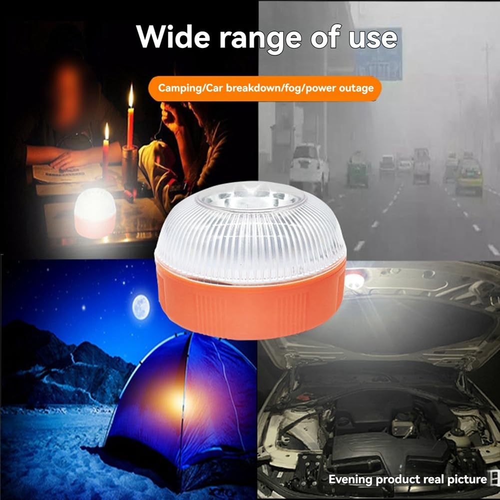 5 Luces LED de Emergencia V16, Luces de Advertencia Blancas y Amarillas con Base Magnética, Luz de Seguridad para el Tráfico