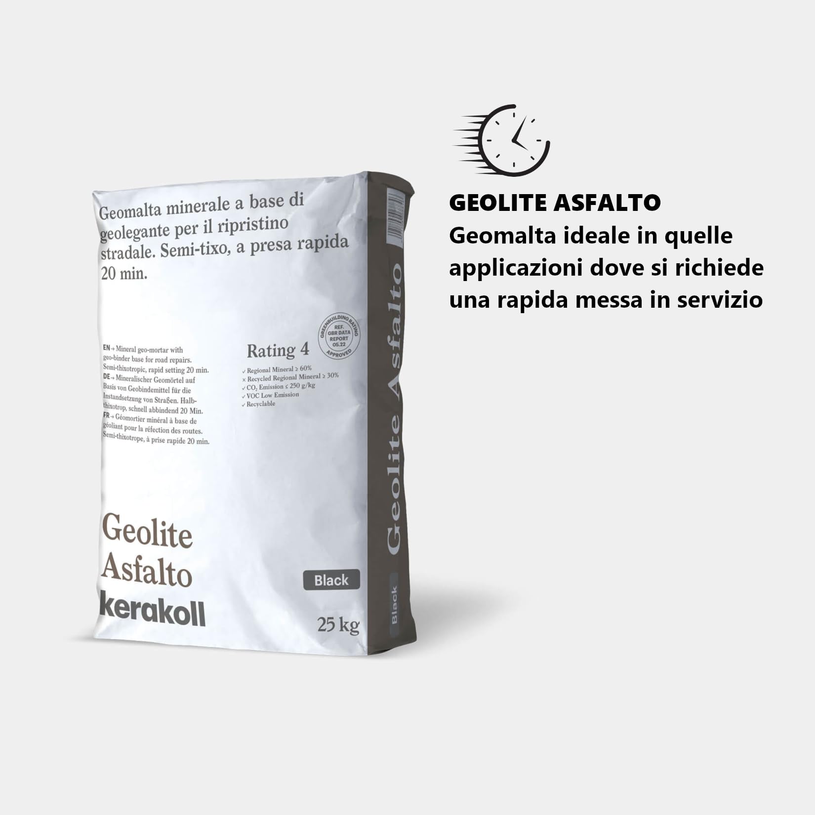 Kerakoll Geolite Asfalto Geomalta per Ripristino Stradale Presa Rapida 20 minuti Confezione 25kg