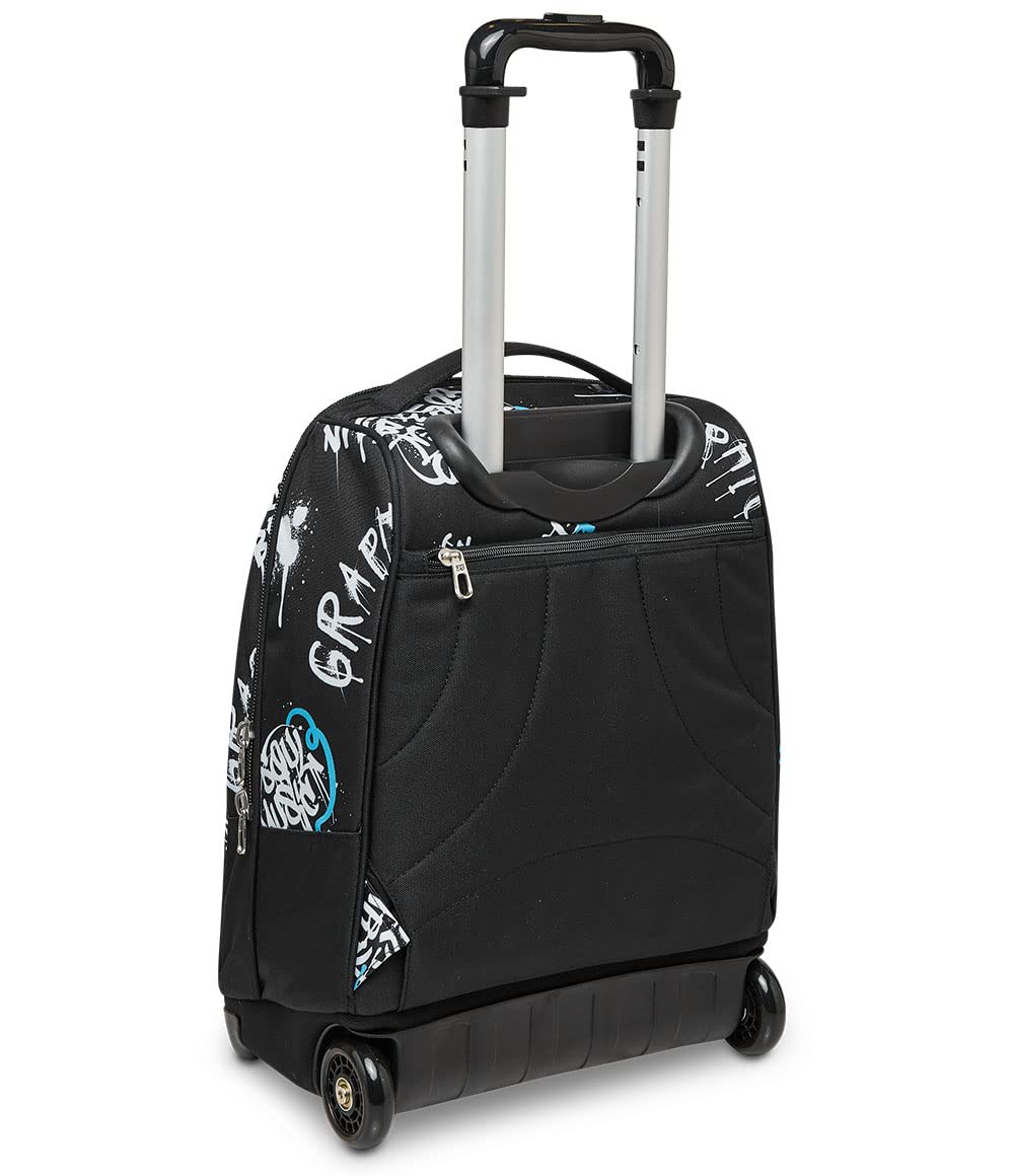 Trolley Seven, Abstract graffiti boy, Nero, 2 in 1 Zaino con Cross-Over System, Scuola & Viaggio