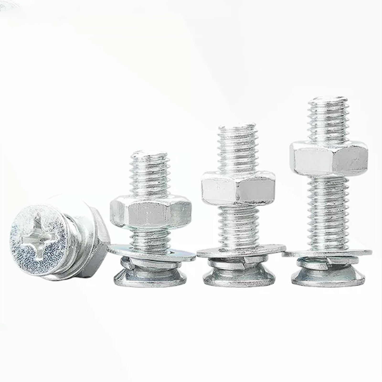 Zestaw śrub i nakrętek z łbem stożkowym, ocynkowanym na biało, śruby płaskie o przedłużonej długości(M6*90 mm20set)
