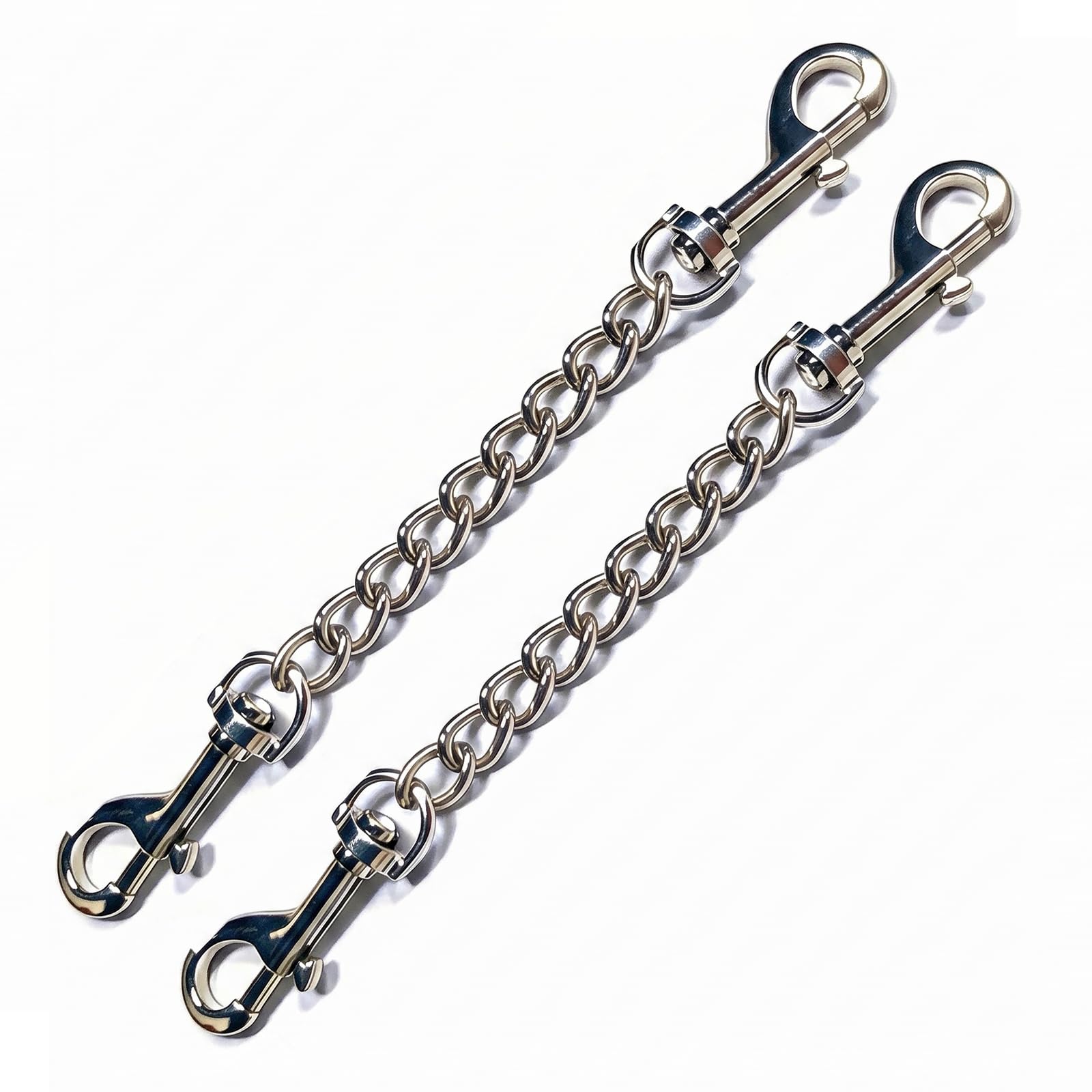 2 Pcs Dog Chain Clasp, Double Ended Clip Dog Leash Collar Connector Metal Clasp Backup Dogs Double Lead Strap Rope Splitter for Puppies Pet Walking Training Leads Escape Proof Safety Attachment 9.5in