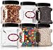 Clear Empty Plastic Storage containers with Lids - Square Plastic Containers - Plastic Jars with Lids – BPA Free Plastic Jar - Food Grade Air Tight with Easy Grip Handles (6 Pack 48 Oz)