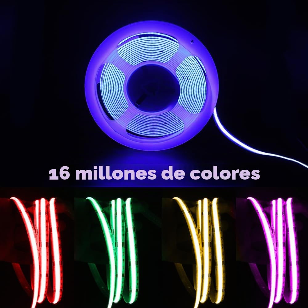 10M WiFi Tira LED COB 24V RGB,576 LED/M Strip Luces que cambian de color con APP controlable y Fuente de Alimentación, Flexible de luces led con Alexa Google Home para Gabinete, Dormitorio, Armario