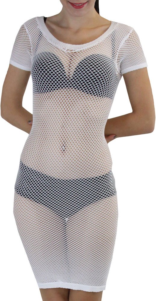 ToBeInStyle Women’s Stretch See Through Fishnet Novelty Mini Rave Party Dress
