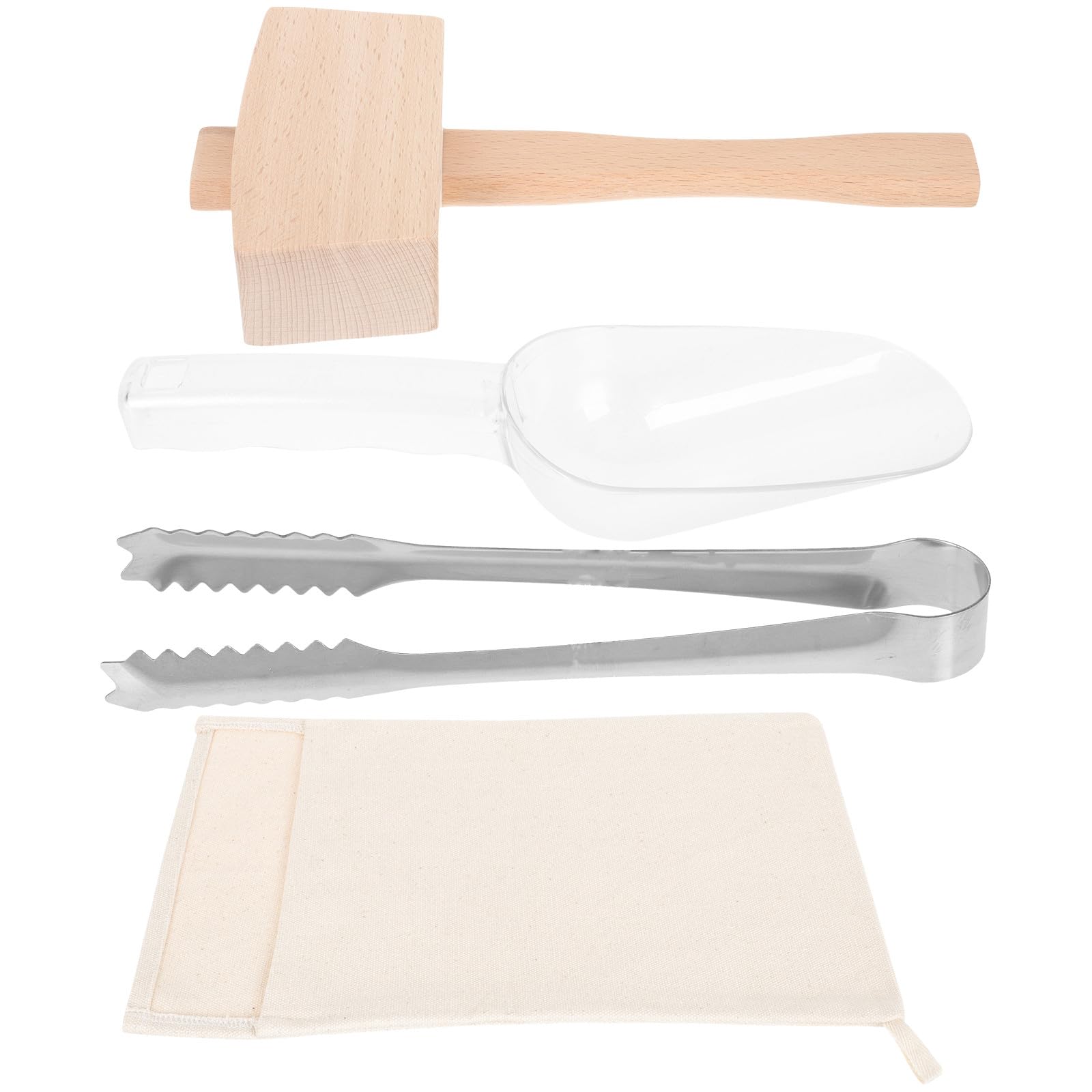 jojofuny Juego de Bolsa de Hielo y Mazo de Madera Pinza para Pala, Herramientas de Cocina Plegables y Resistentes para Restaurante y Bar