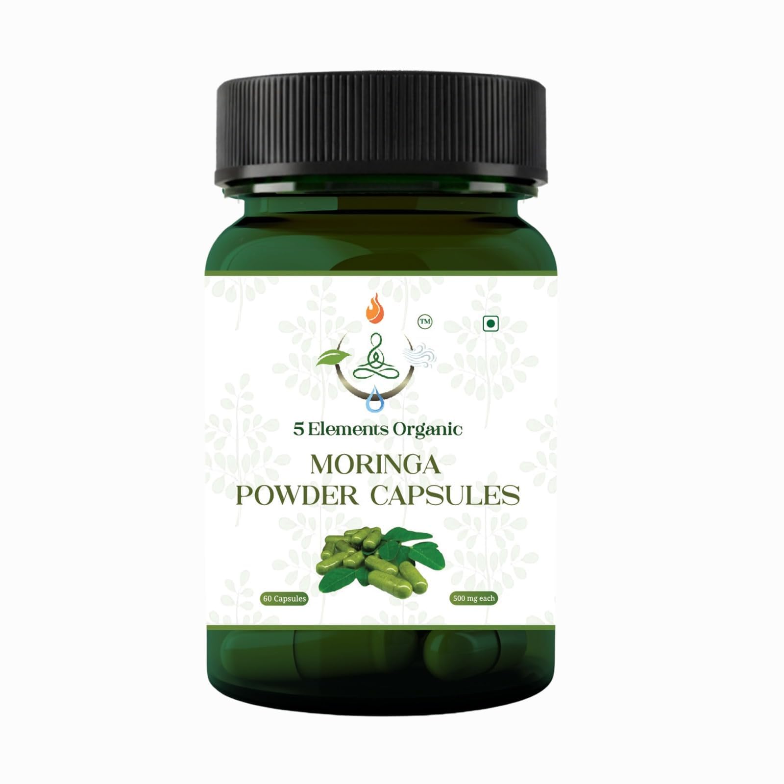 5 Elements Moringa powder capsules – natural plant based supplement, 60 capsules per bottle pack of 1-picture-32