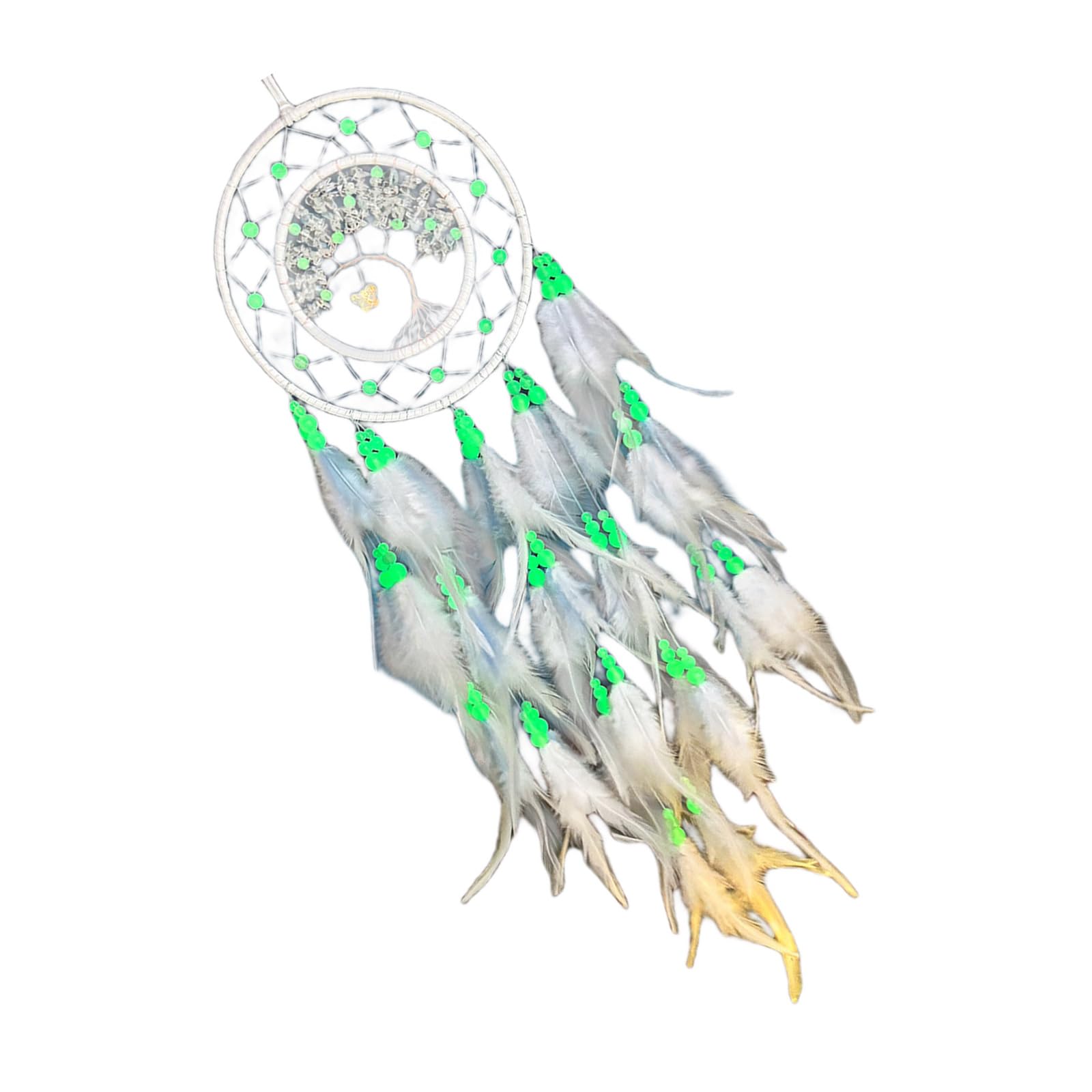 Dreamcatchers Hanging Ornament with Glowing in Dark Beads and Feathered Tassels Pendant for Car or Home Decors Ornament