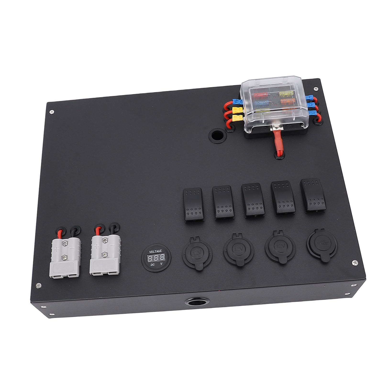 Caja de Control de Energía de Batería, DC12V 24V con Interruptor, Voltímetro, Enchufe para Encendedor de Cigarros, Salida USB, para Automóvil, RV, Camionetas, 4WD, Toldo, Caravana