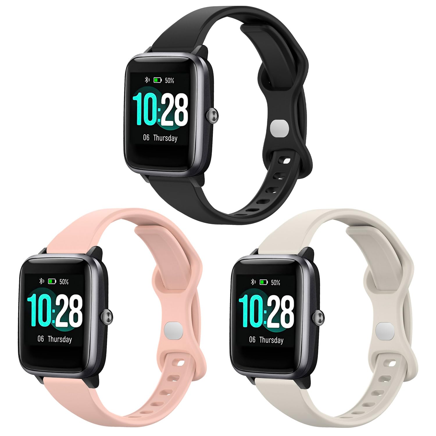 Lzwldan 3 Pack Slim Watch Bands Compatible with ID205L Smart Watch,Soft Sport 19mm Replacement Strap for Popglory,GRV,YAMAY,Willful,Veryfitpro ID205L/