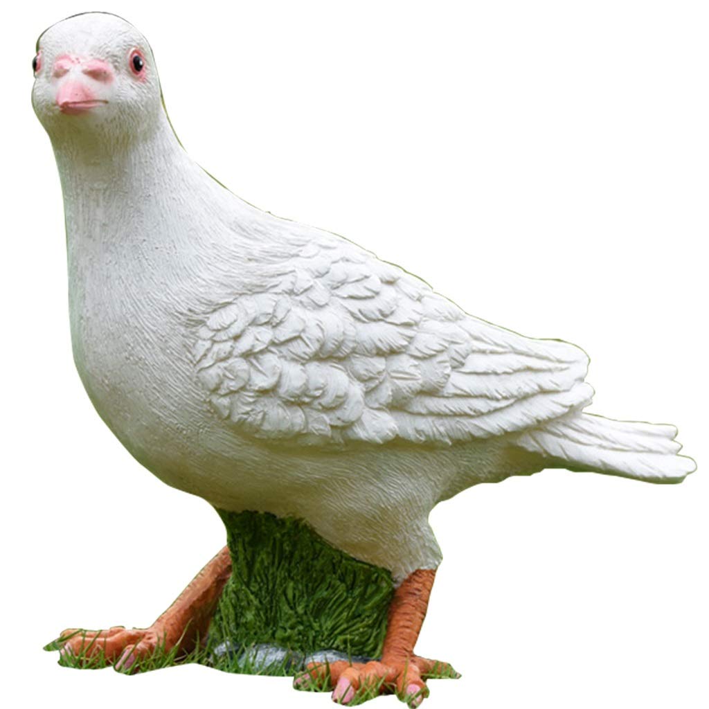 MNUvxzaewf Garden Statues Outdoor Decor Balcony Figurine Pigeon Lawn Animal Statue Bird(White,30 * 13 * 23cm)