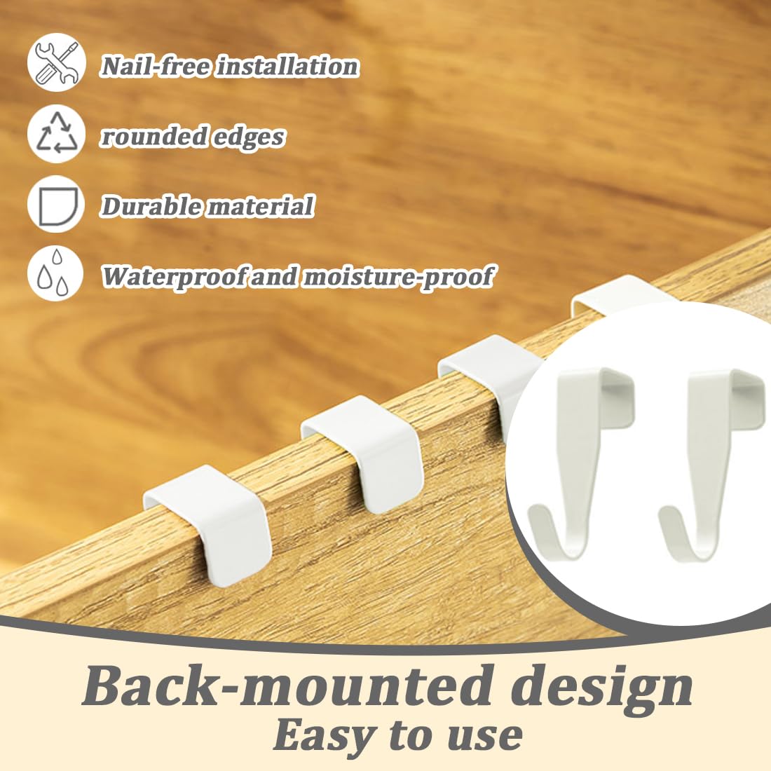 WeddHuis 4 Ganci Porta, Ganci Appendiabiti per Porta, Ganci da Appendere, Sospensione Stabile, Nessuna Foratura Necessaria, Adatti per Porte Standard (Bianco)