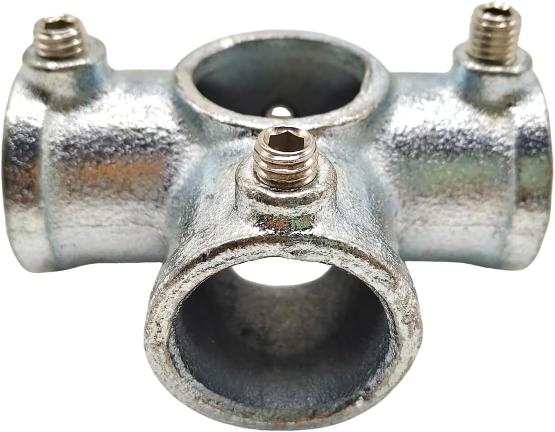 4 Way Side Outlet Tee Pipe Clamp, Tube Connector,Galvanized Pipe Fittings,Socket Side Outlet Tee Fit for 1 Inch(25.4 mm) OD Steel Pipe, Structural Pipe Fitting Connector, Cast Iron (2)