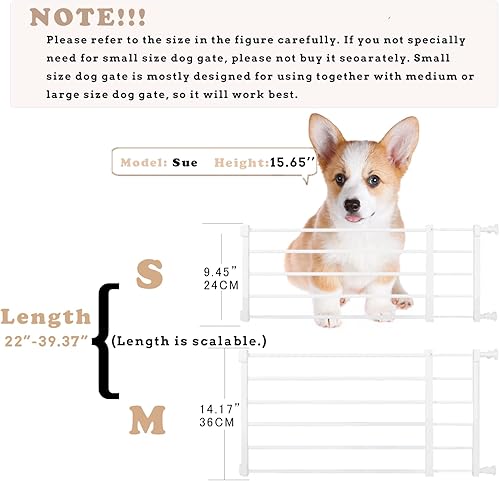 Miniatura 4 de Puerta corta para perros expandible de 22 a 39.37 pulgadas para pisar, puerta pequeña para mascotas de montaje a presión, puerta baja ajustable para