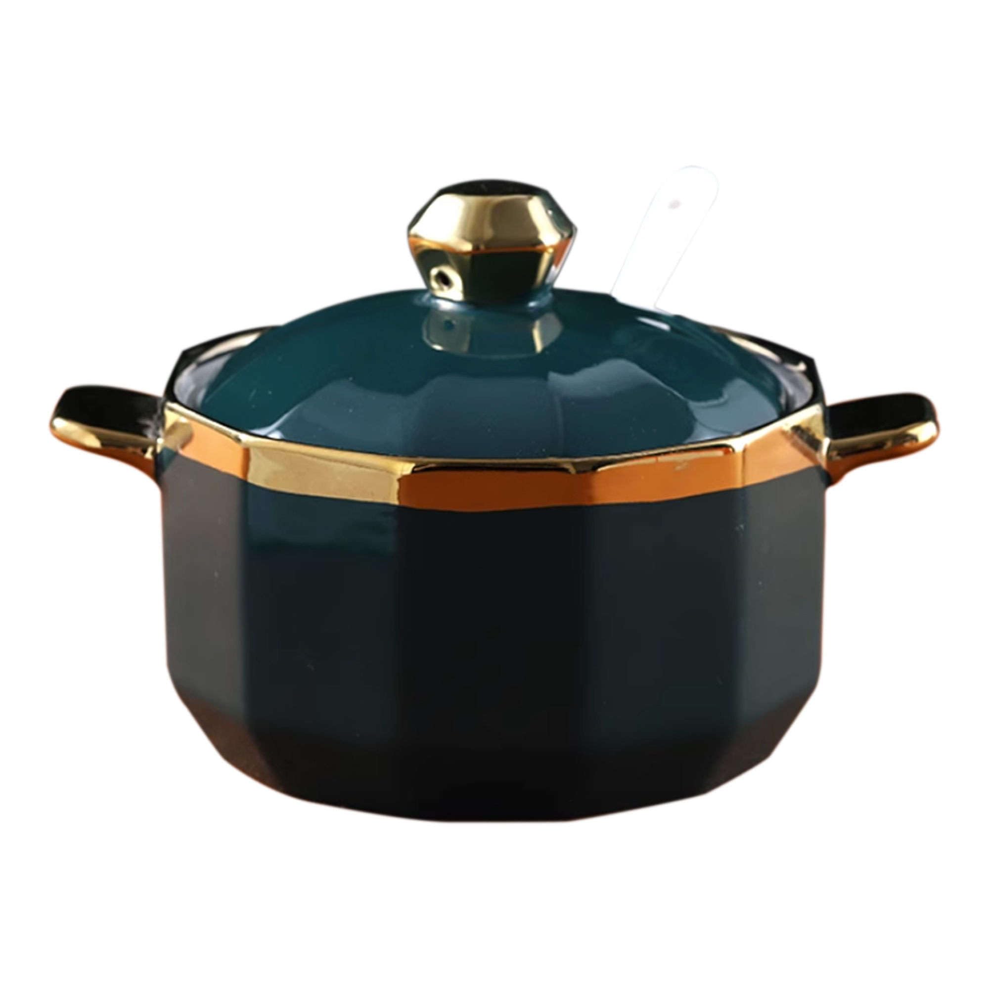 Dispenser per zuccheriera, Zuccheriera con doppio manico con coperchio e cucchiaio, barattolo for zucchero in ceramica tinta unita da 18 once, zuccheriera in porcellana, for bar-rosa-tinta unita ( Col