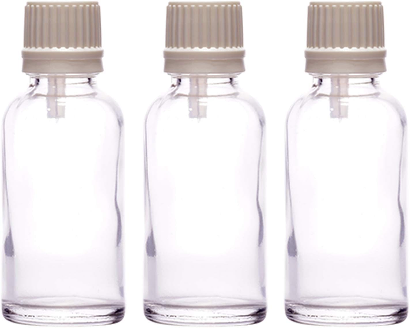 JARBAZAAR(Set Of 3 Bottles) 30ml Clear Transparent Round Empty Glass Bottle +Dropper + White Tamper Proof Cap,