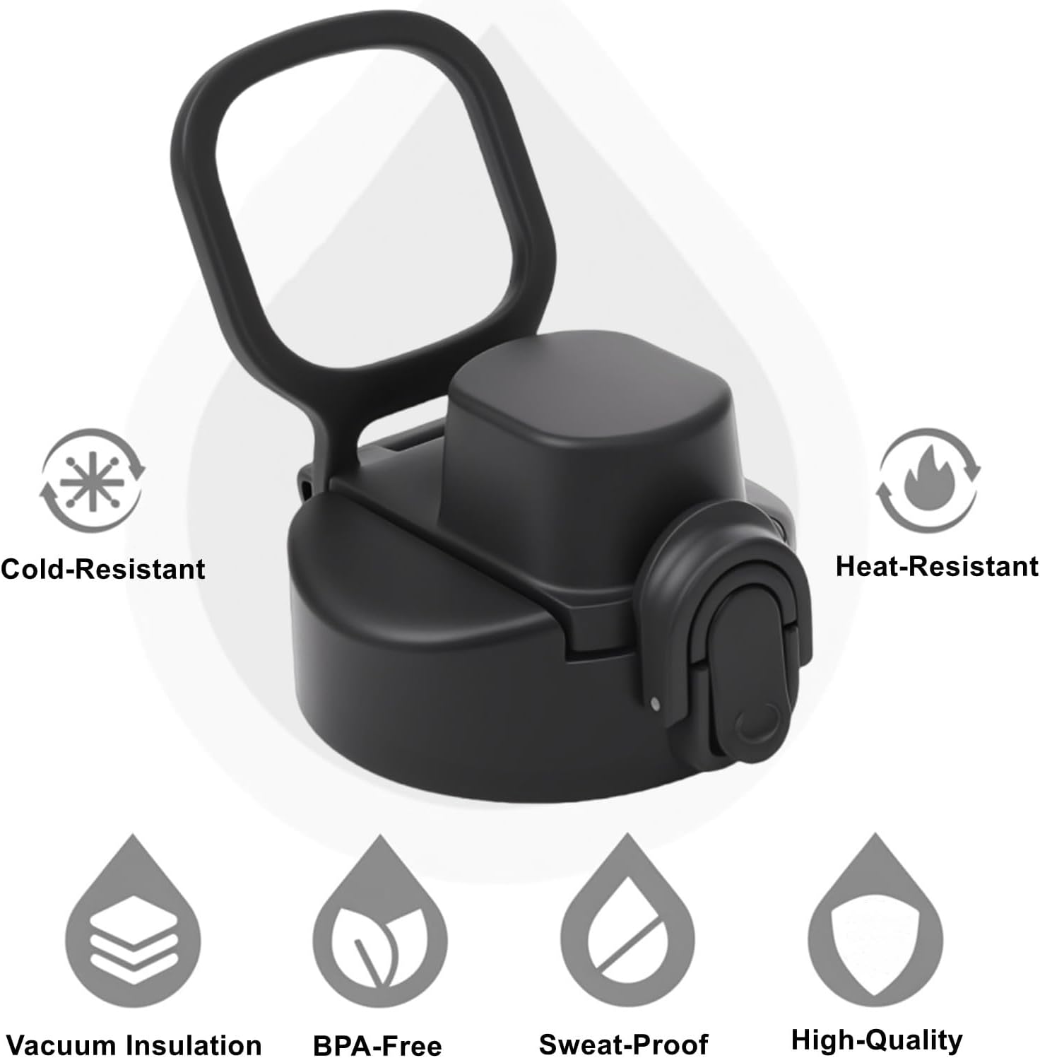 Compatible with Contigo Replacement Lid,1Pack Water Bottle Lid Replacement Compatible with Contigo Water Bottles 20oz 24oz 32oz,BPA-Free,Leak-Proof,Black. - Image 2