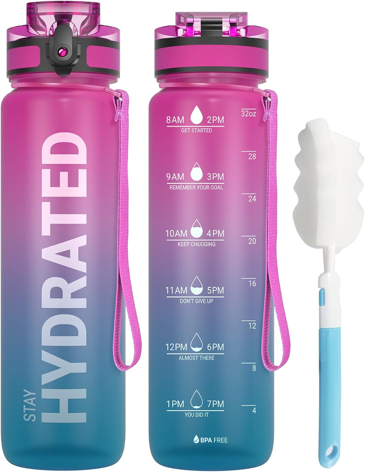 Sahara Sailor Water Bottle, 32oz Motivational Sports Water Bottle with