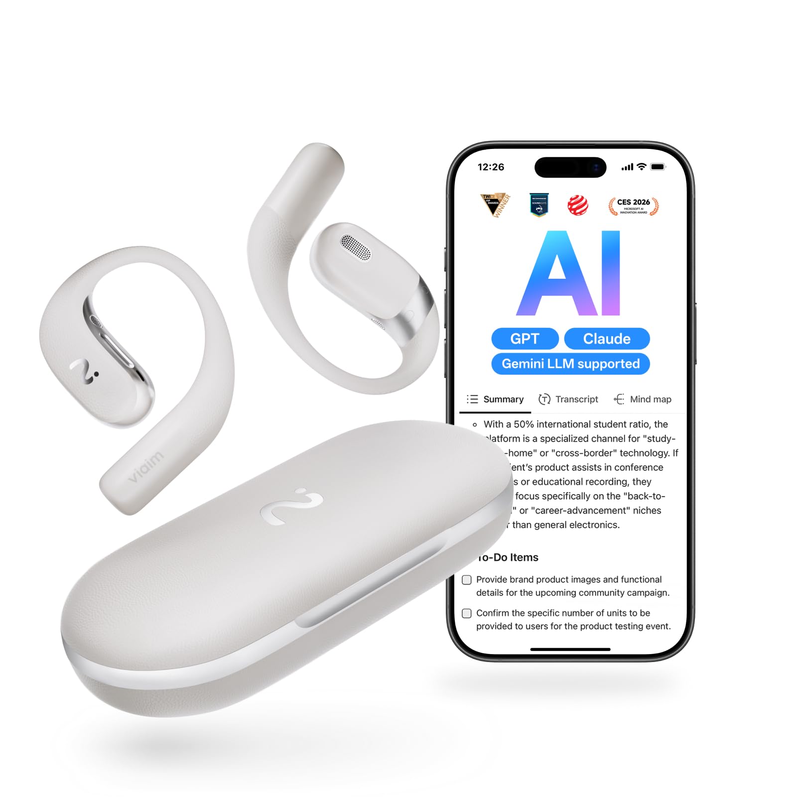 Amazon.com: viaim OpenNote Open-Ear AI Note Taker and Voice