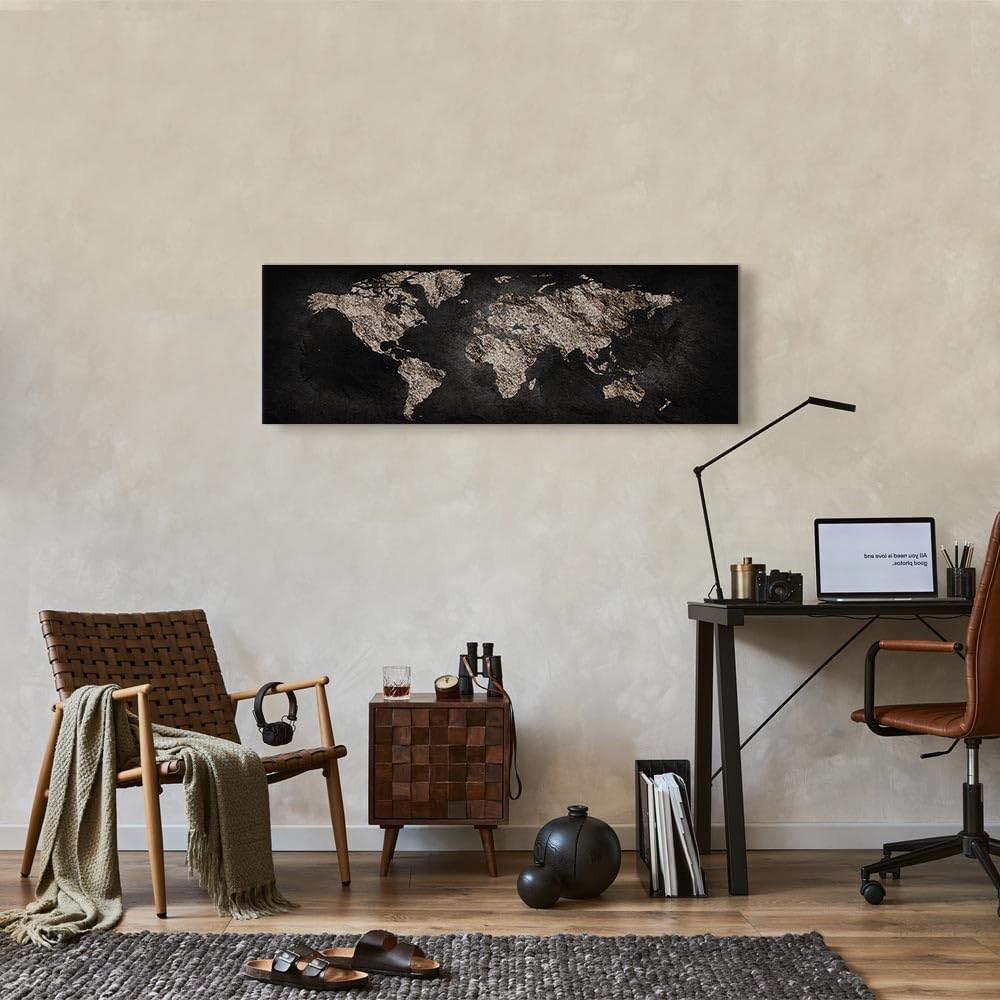 murando - Quadro Moderno per Soggiorno Grandi, Mappamondo, 120x40 cm | Chiodi Inclusi, 1 Pezzo, Murale Arte, Stampe da Parete, Resistenti Allo Sbiadimento, Produzione Europea