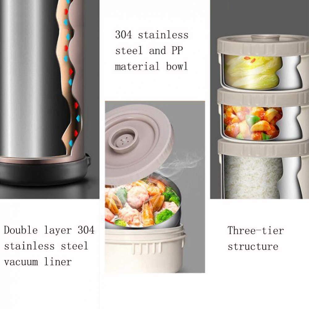 Thermos in acciaio inox Bento interno isolato contenitore per alimenti rimane caldo, bottiglia sottovuoto in acciaio inox per stufato, cuoco, zuppa, cibo, 2200 ml, rosso