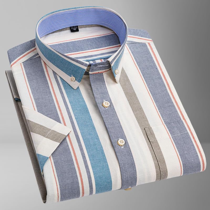 Chemise d'été homme décontractée en coton léger à manches courtes - 7