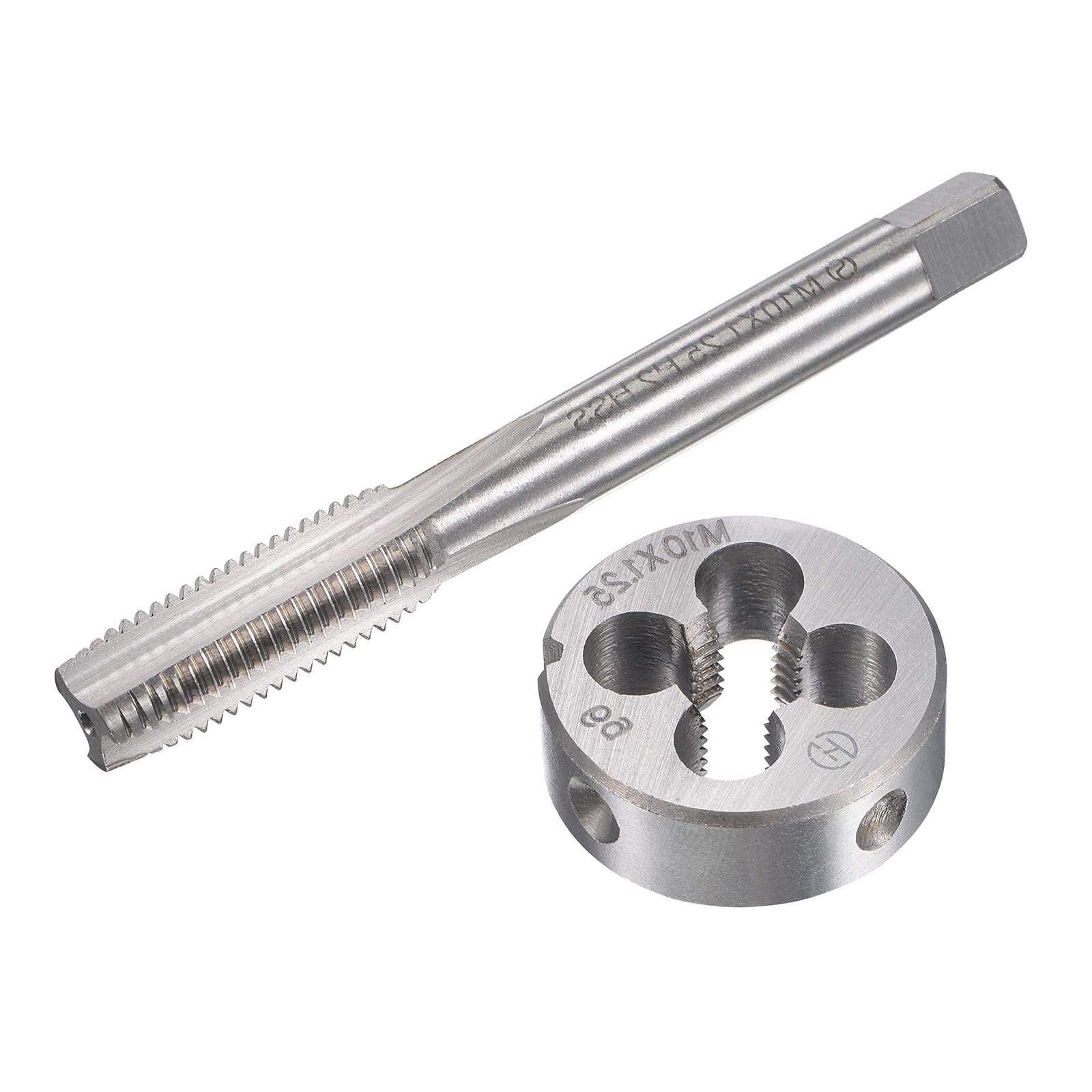 MACHSWON M10x1.25mm Metric Tap and Die Set,Machine Thread Screw Tap with Round Threading Die,Tap & Die Kit for Nut Screw Bolt Thread Repair
