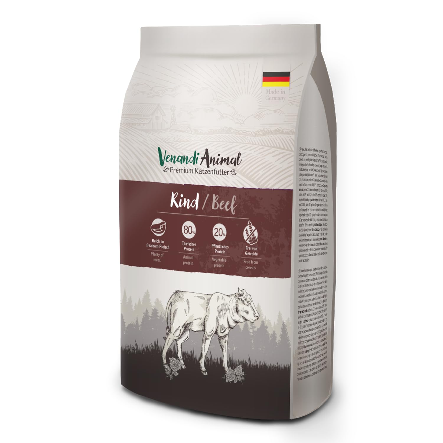 Venandi Animal - Sucha karma premium dla kotów – wołowina, 1 opakowanie (1 x 6,5 kg), bez zbóż, z dużą ilością świeżego mięsa