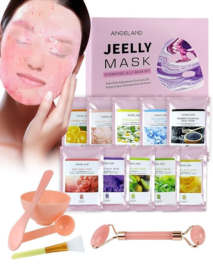 Jelly Mask for Facials Professional Natural Gel Masks – 10 Flavors Hydrating & Moisturizing Jelly Face Masks, Rose Hyaluronic Acid 24K Gold VC, Jelly Facial Mask with Jade Roller & Spatula Spa Use Jelly Mask for Facials Professional Natural Gel Masks – 10 Flavors Hydrating & Moisturizing Jelly Face Masks, Rose Hyaluronic Acid 24K Gold VC, Jelly Facial Mask with Jade Roller & Spatula Spa Use