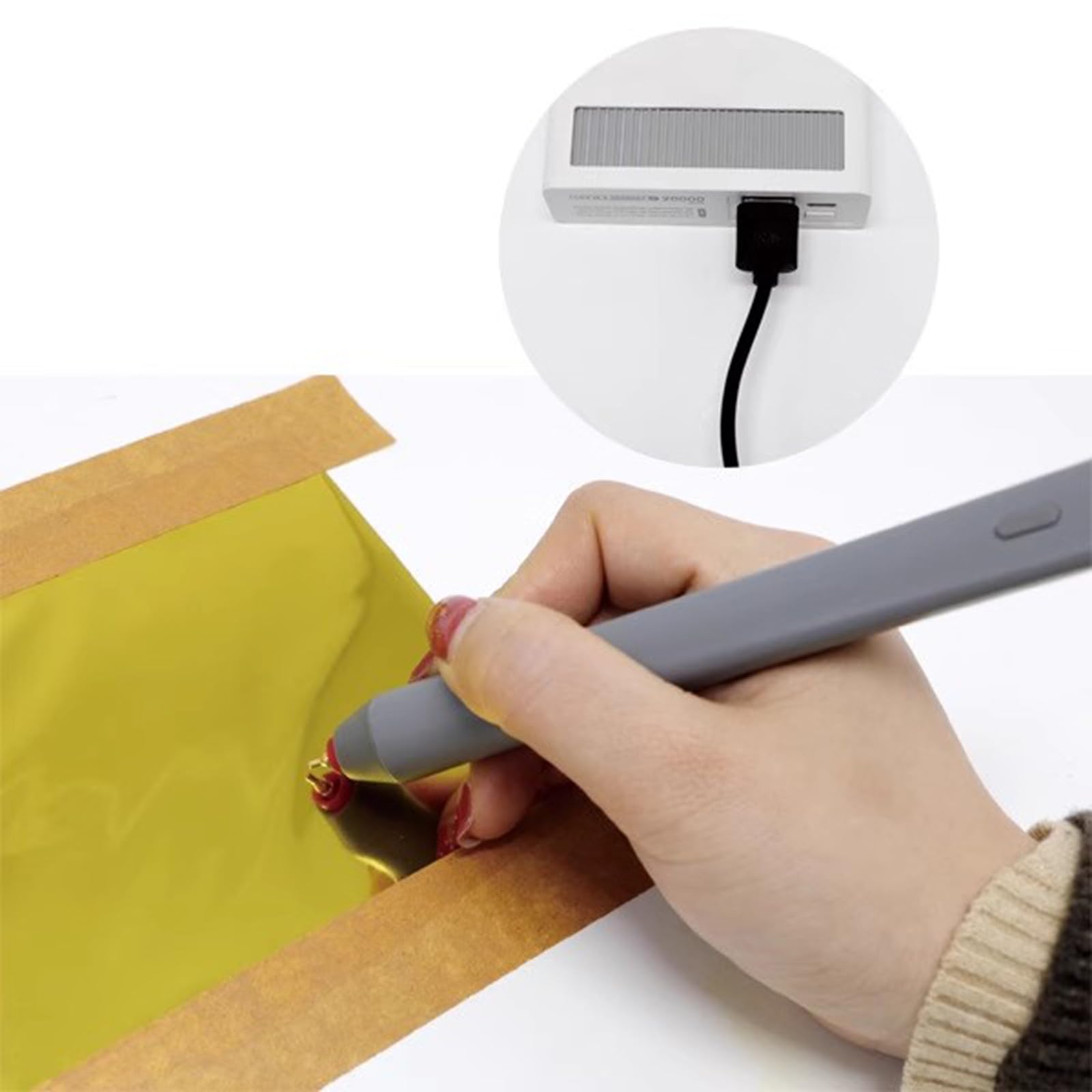 Pisak do wytłaczania folii na gorąco, z 4 wymiennymi końcówkami, zasilany przez USB, zestaw startowy do kartek DIY, scrapbookingu, narzędzia do rysowania