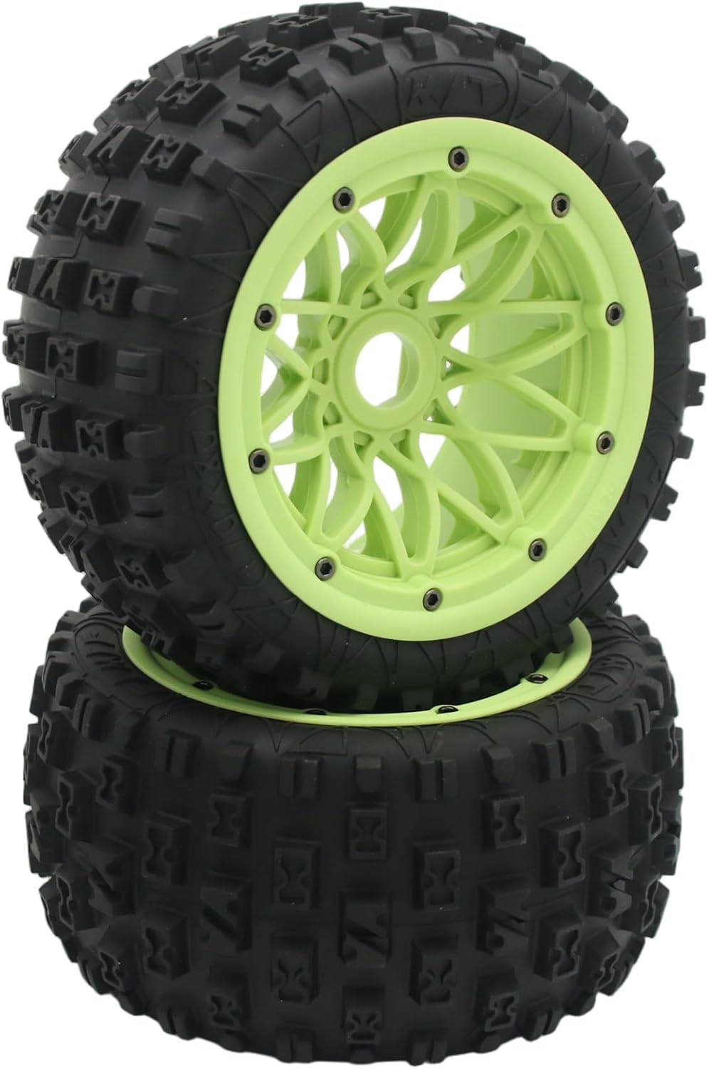 FLMLF Wasteland Tires Rear Assembly Green for 1/5 HPI Baja ROVAN KM 5B Rc Car Parts