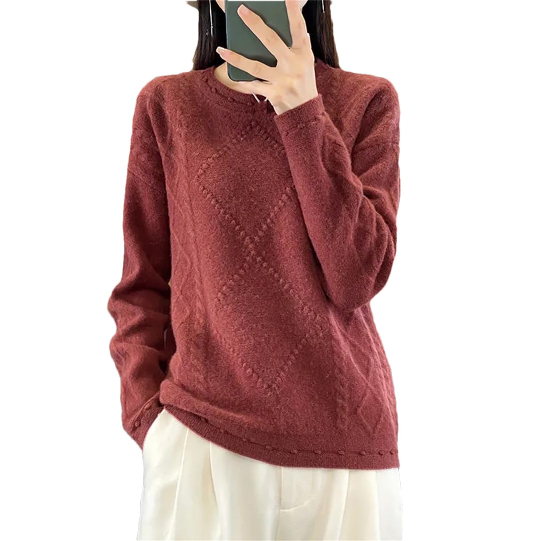 Maglione di cashmere Inverno Donna Maglioni Spesso Casual Maglione Manica Lunga O-Collo Top Lana Maglia Pullover
