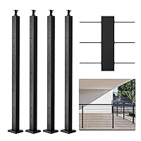 Vista 16 de VEVOR Poste de Barandilla de Cable para Escalera y Cubierta 36 x 0.98 x 1.97 pulgadas Poste de Pasamanos de Cable de Acero Inoxidable con Acabado