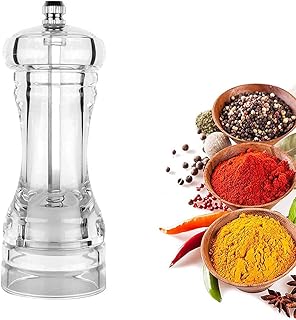 Moulin à Poivre et Sel Acrylique, Moulin à Sel Acrylique, Moulin à Poivre Acrylique, Moulin à Poivre Manuel, Moulin Réglable, pour Poivre, Sel Gemme, Herbes Séchées