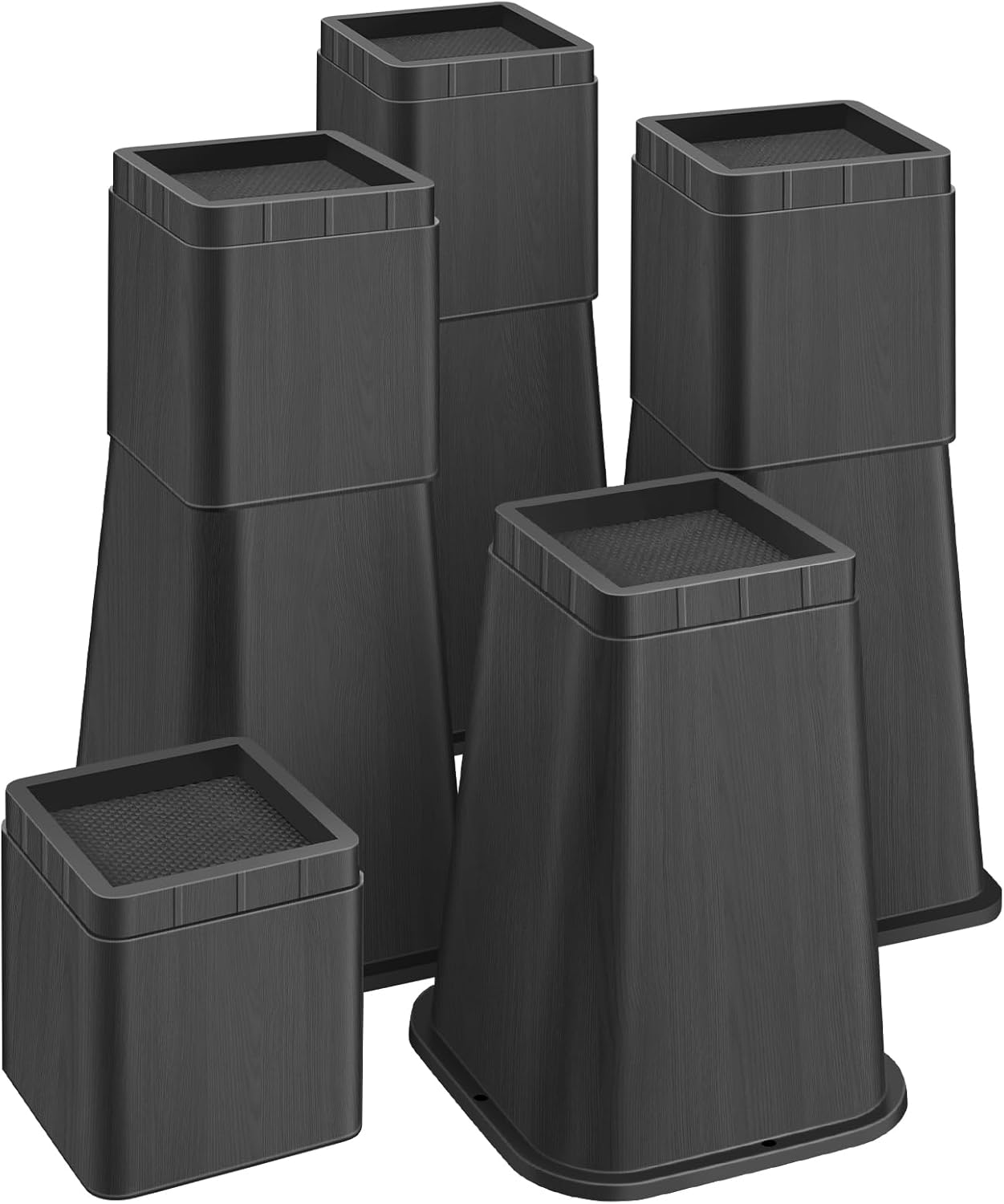 shouwuhho Bed Risers 12 Inch Heavy Duty, Furniture Risers Lifts 12\" 8\" 4\" for Table, Desk Leg, Sofa, Couch, Adjustable Bed Frame Risers Supports Up to 6,000 Lbs, Black Black 4 Pack 12 INCH