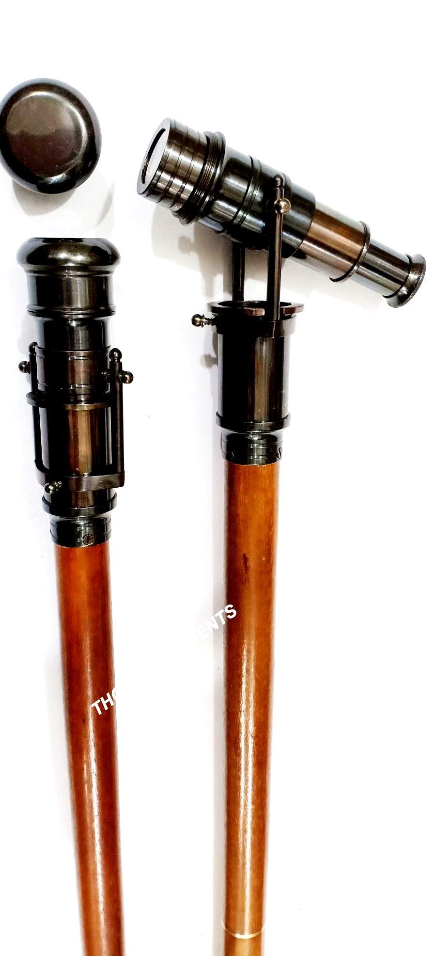 Vintage Nautical Style Brown Wooden Walking Canes Stick Hidden Spy Glass Telescope Handle Rustic Vintage Home Decor Gifts