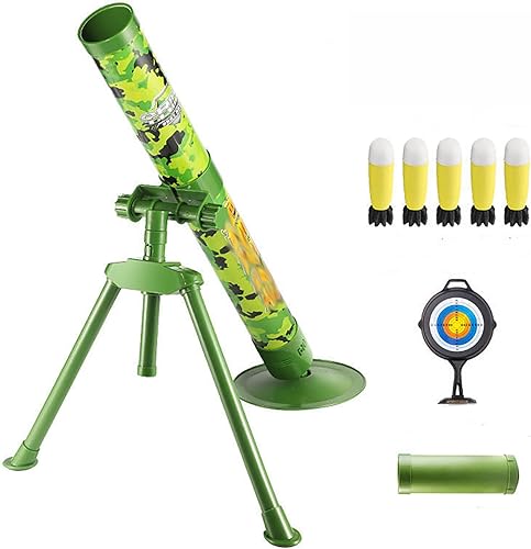 Juego de lanzador de mortero para niños de 6 a 12 años, juego de cohete de espuma suave para niños con 5 conchas de espuma de seguridad para niños y