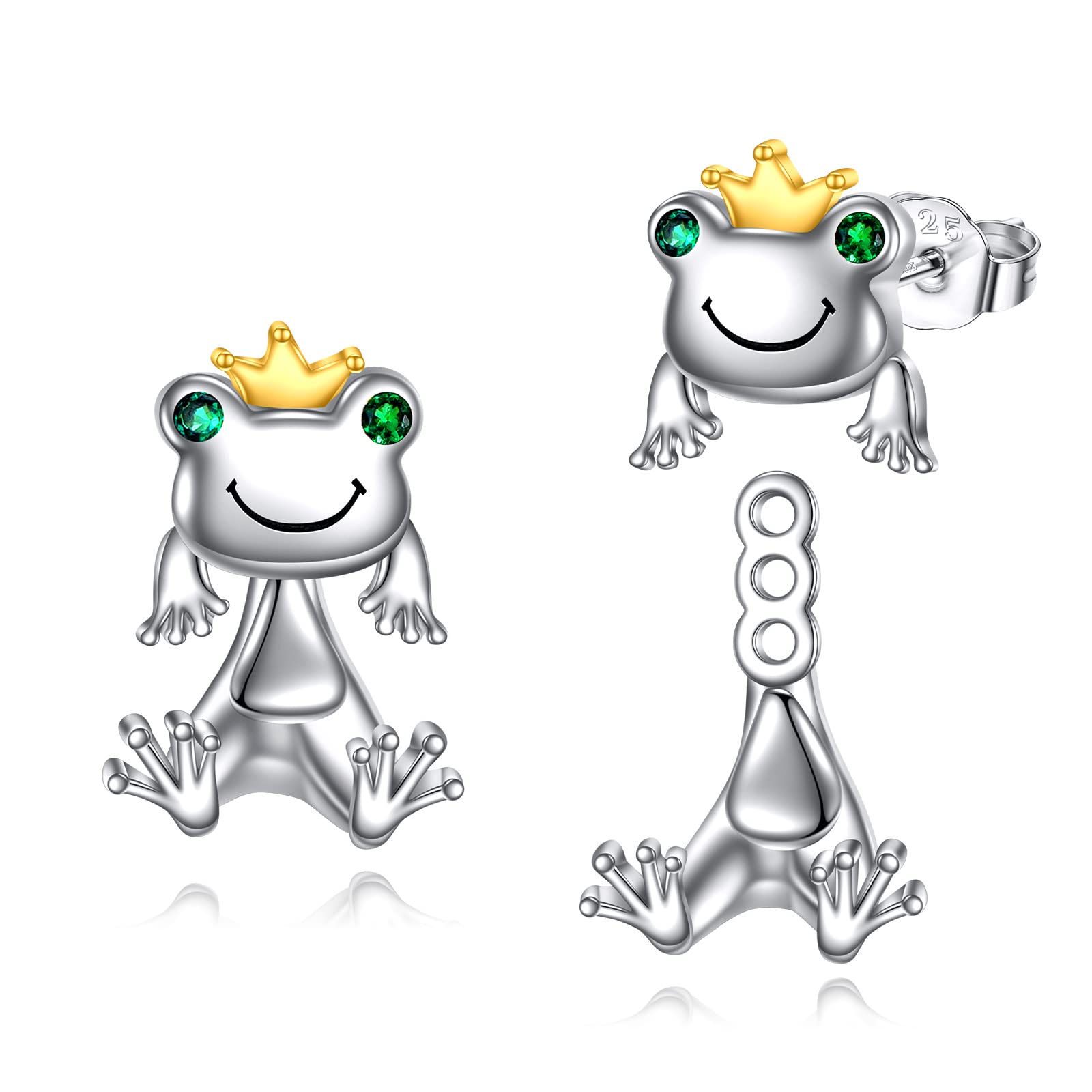 VONALA 925 Sterling Silver Black Cat Dog Hippo Snake Frog French Bulldog Bunny Cow Monkey Penguin Panda Pig Koala Fox Axolotl Stud Earrings for Women Hypoallergenic Gifts Birthday