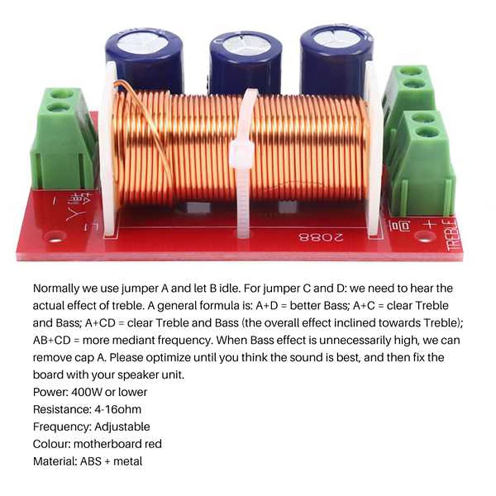 400 W, frequenza altoparlante morbida, 2 , alta bassa, 4-16 Ohm, divisore per altoparlanti