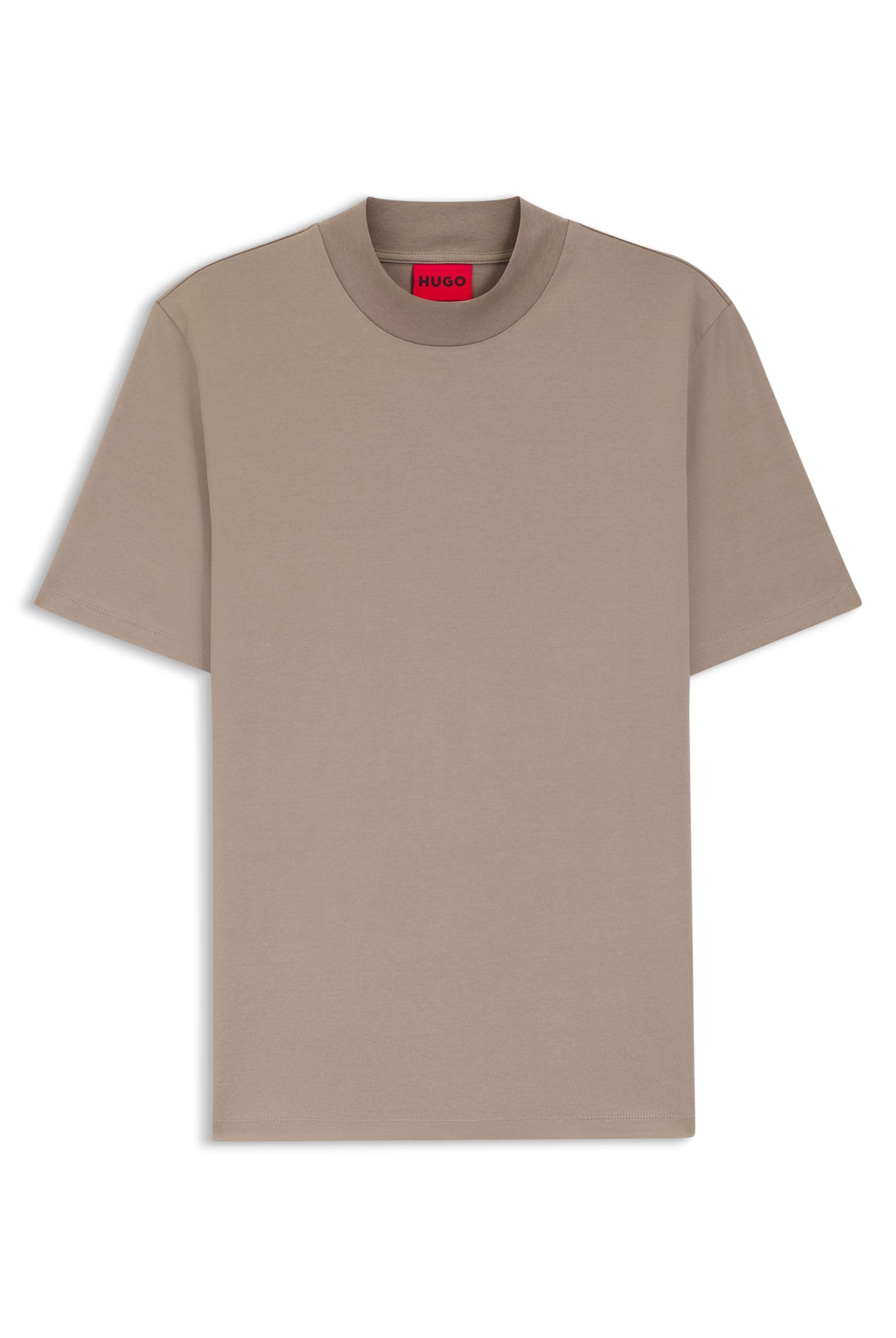 HUGO Maglietta da uomo Dimersom Slim Fit in cotone elasticizzato con colletto alto, Marrone chiaro/Pastel, XL