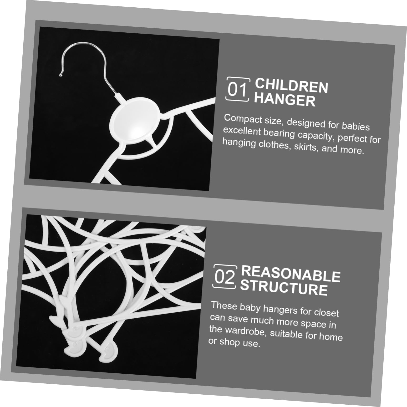 Unomor Infant Clothes Hangers Set of 10 Baby Hangers Clips Strong Structure Lightweight Prevent Wrinkles for Home and Shop